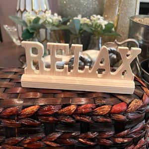 Greenbrier International Relax Wooden Word Sign 6 inches
